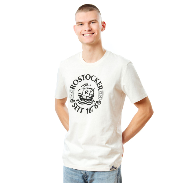 Frontalansicht Rostocker T-Shirt „Retro“ in dunkelblau